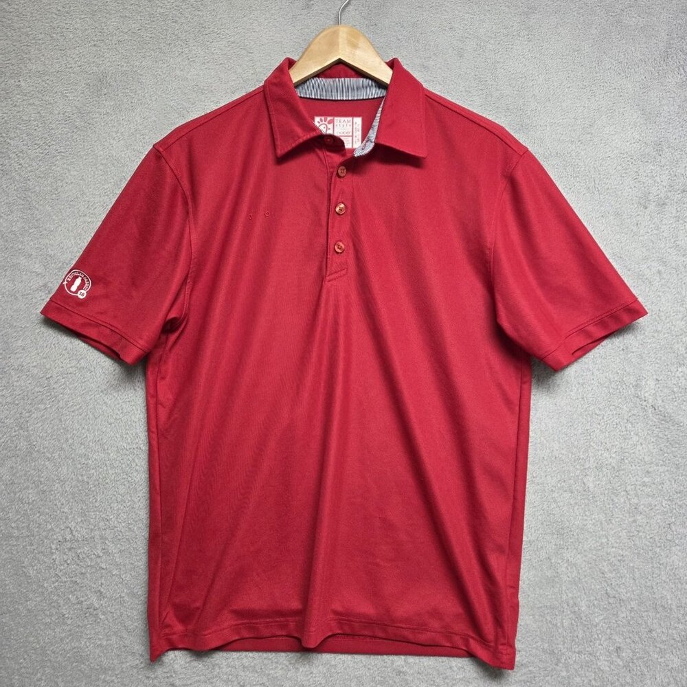 Chick-Fil-A Shirt Team Polo Mens Medium Red Recycled Fabric Short Sleeve